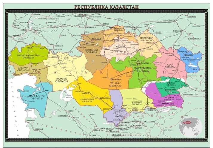 Как выглядит карта казахстана