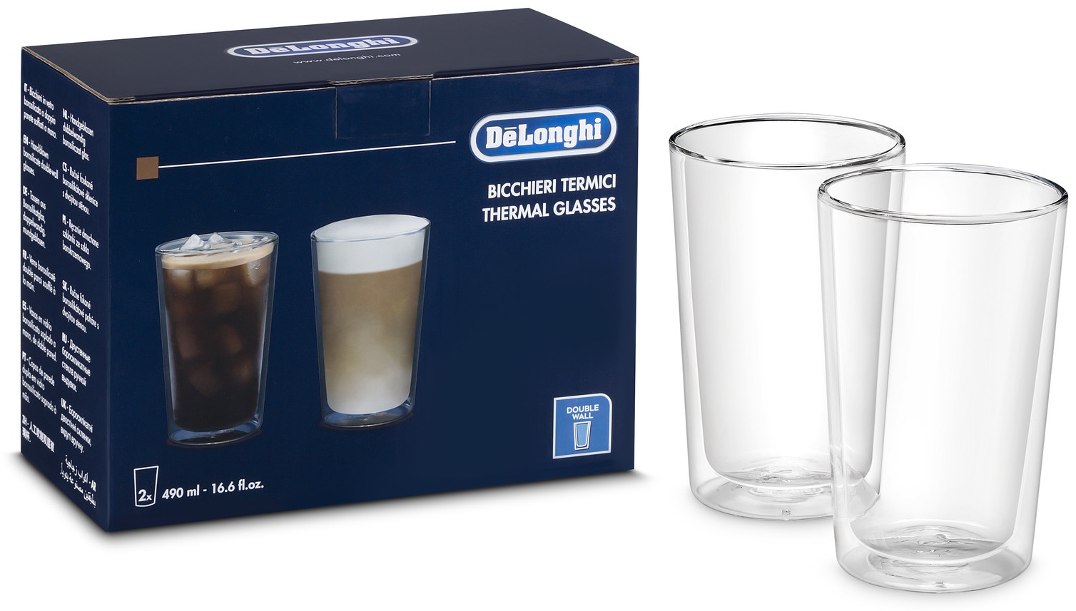 Кофейная пара Delonghi , 490 мл, боросиликатное стекло, 2 шт.