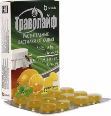 Belinda Траволайф мед, мята и лимон пастилки 12 шт