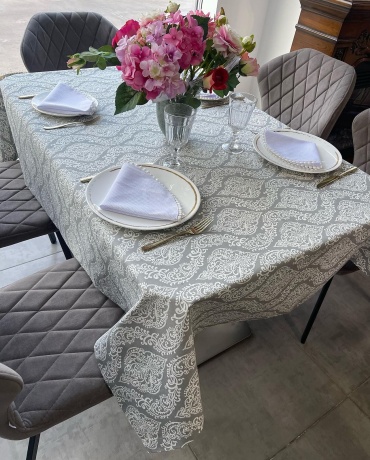 Скатерть Maryam decor & textile Вензель VE300160 300x160 см, хлопок, дак, 1 шт