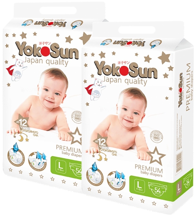Купить Подгузники Yokosun L, 108 шт в Алматы – Магазин на Kaspi.kz