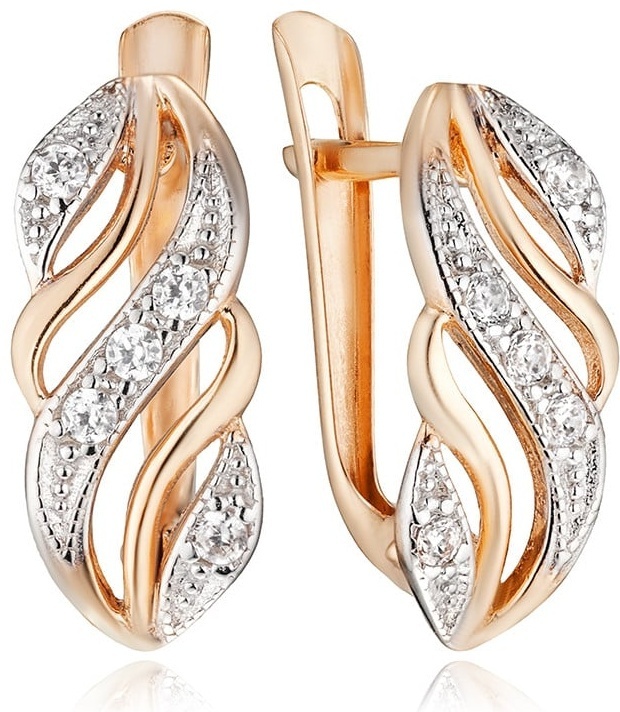 Серьги Lucente EAR-LU-585-891577 вес 1.78 г золото, фианит