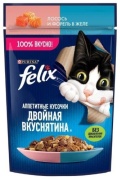 Felix Двойная вкуснятина кусочки в желе лосось, форель 75 г 1 шт