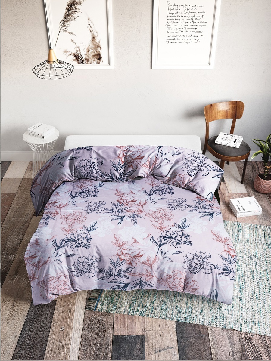 Пододеяльник DOMTEKC евростандарт Алена 200x220 розовый