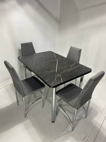 Комплект MEBEL STYLE GROUP 134078303, стол 120х80 см + 6 стульев, серый