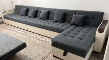 Диван угловой Уют Мебель Уют мебель 4.4*1.6, 440х90 см, обивка ткань, серый