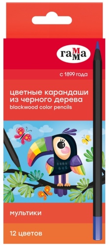Цветной карандаш Гамма форма шестигранная 12 шт