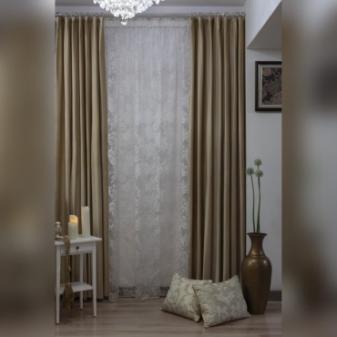 Портьеры Бархат 200x280 см 2 шт, бархат, бежевый