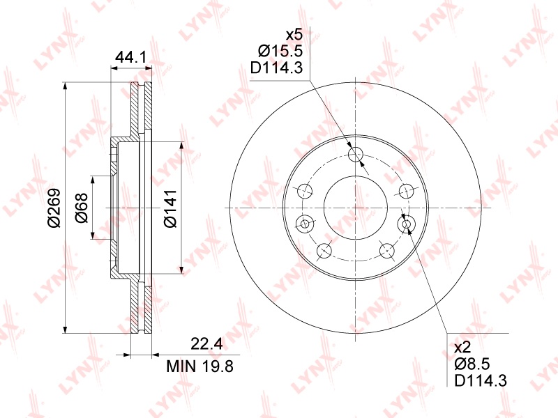 Диски LYNXauto передние BN1416