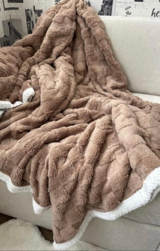 Плед Home Textile 200х230 см, плюш, коричневый