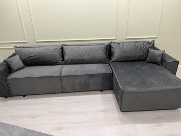 Диван угловой Mebel divany almaty 400159, 350х80 см, обивка велюр, серый