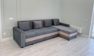 Угловой диван Soft market Чикаго, 285х70 см, обивка велюр, серый
