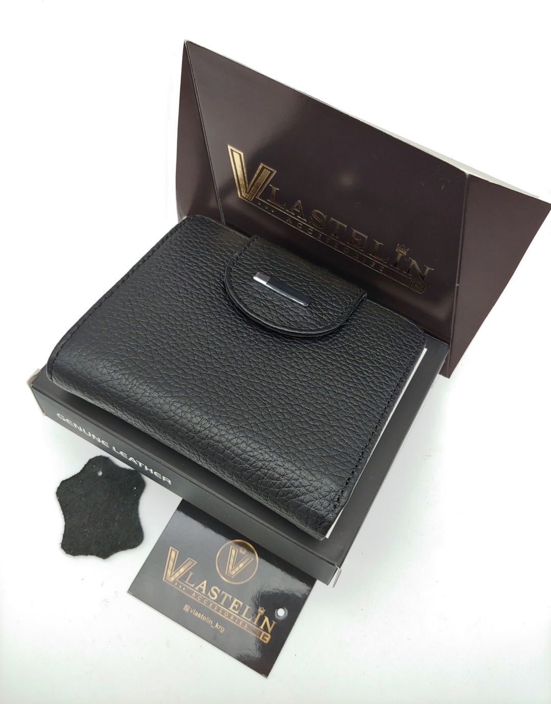 Кошелек Vlastelin металл, натуральная кожа черный, красный