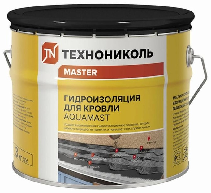 Мастика ТЕХНОНИКОЛЬ гидроизоляция для кровли Aquamast, 3 кг