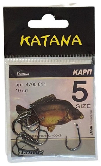 Крючок для рыбалки Katana 4700011 одинарный черный 10 шт