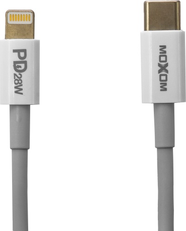 Кабель Moxom USB TypeC (M), Lightning, 1 м, серый