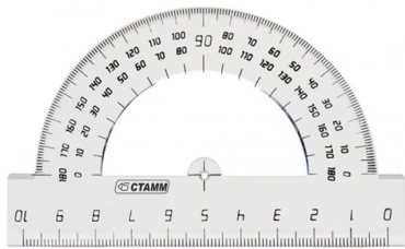 Транспортир СТАММ 029-ТР12, пластик, прозрачный