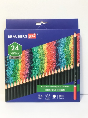 Цветной карандаш Brauberg форма круглая 24 шт