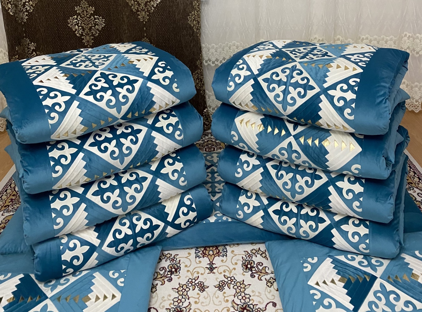 Комплект корпе с подушками 200x80 см, вата, синий