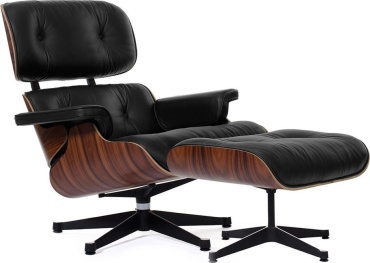 Кресло-реклайнер Eames Lounge Chair 100SL010, обивка искусственная кожа, черный, коричневый