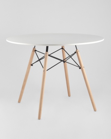 Обеденный стол BLISS HOME Eames M-100, 100х100x75 см, ЛДСП, дерево, белый
