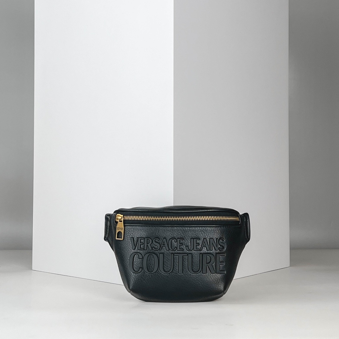 Сумка поясная Versace экокожа черный