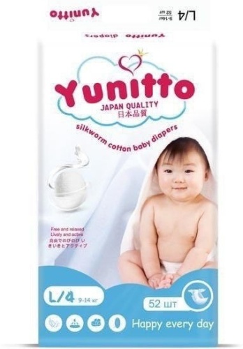 Подгузники Yunitto Ультратонкие L, 52 шт