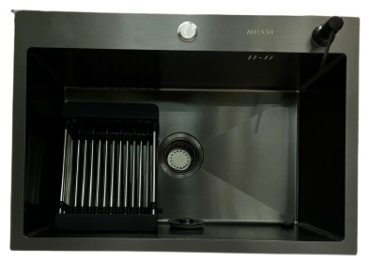 Кухонная мойка GAMA G6845B 45х68х22 см, нержавеющая сталь, тон черный