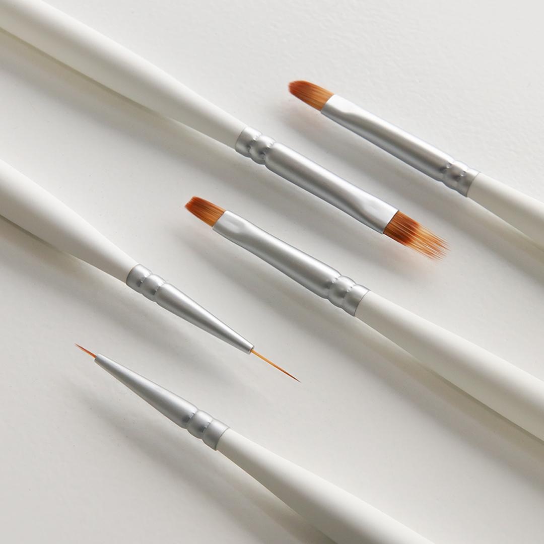 Yogurt Nail лайнер, кисть овальная, кисть для тонких линий, кисть для градиента, кисть квадратная пластик, синтетика 5 шт
