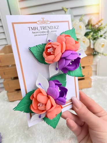 TMH_TREND.KZ Заколочки с цветами 2 шт
