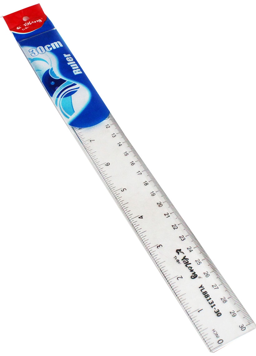 Линейка Yalong YL88131-30, 30 см, 1 шт, пластик, прозрачный
