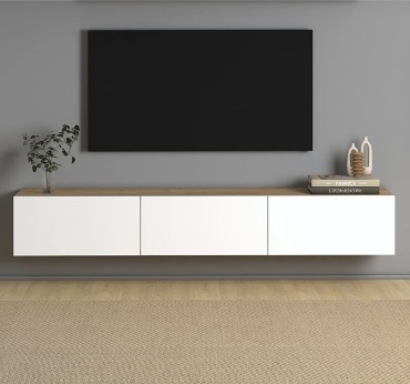 ТВ-тумба напольная и навесная Space22 TV01NEd, 180x35x33 см, белый, коричневый