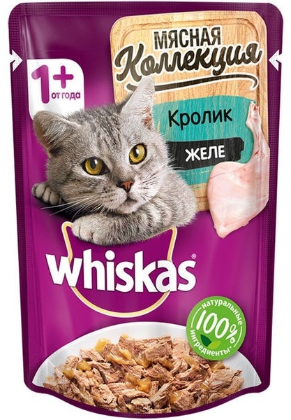 Купить Корм Whiskas кусочки в желе кролик 80 г 1 шт в кредит в Алматы ...