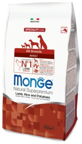Monge All Breeds Adult Lamb, Rice and Potatoes Ягненок с рисом и картофелем для взрослых всех пород 2.5 кг