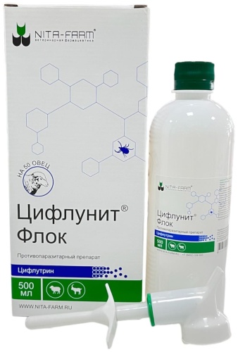 NITA-FARM Цифлунит Флок 500 мл от комаров, от мух, от слепней раствор, для любого веса