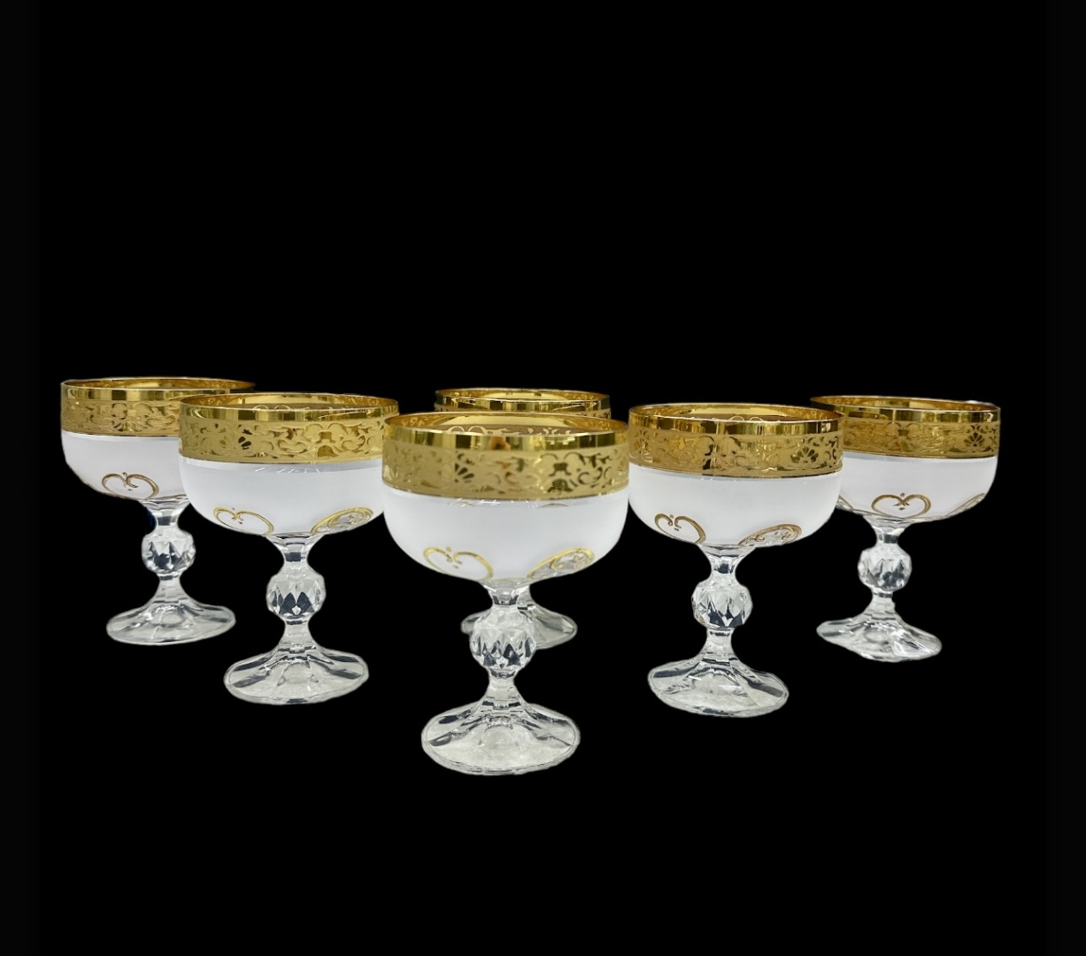 Bohemia Crystal креманка 40149/200 Florals Gold круглая 6 шт, стекло