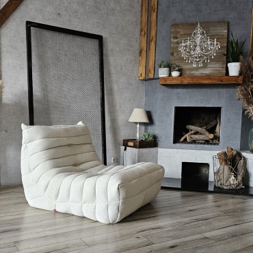 Бескаркасное кресло KresloComfort Француз Того , чехол букле, ваниль