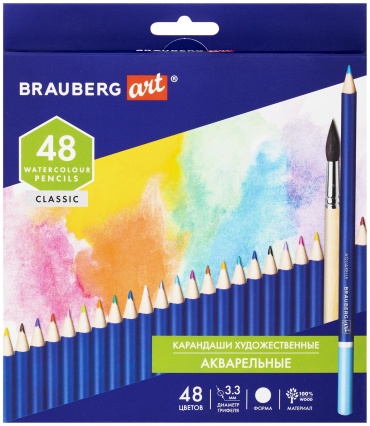 Цветной карандаш Brauberg форма круглая 48 шт