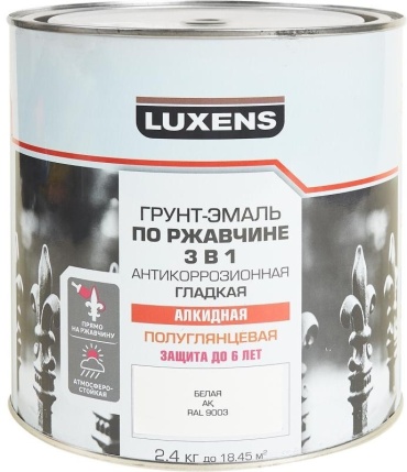 Luxens молотковая по ржавчине 3 в 1 алкидная основа , 2.4 л
