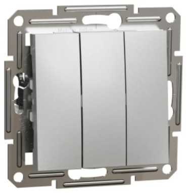 Выключатель клавишный Schneider Electric ASFORA, алюминий