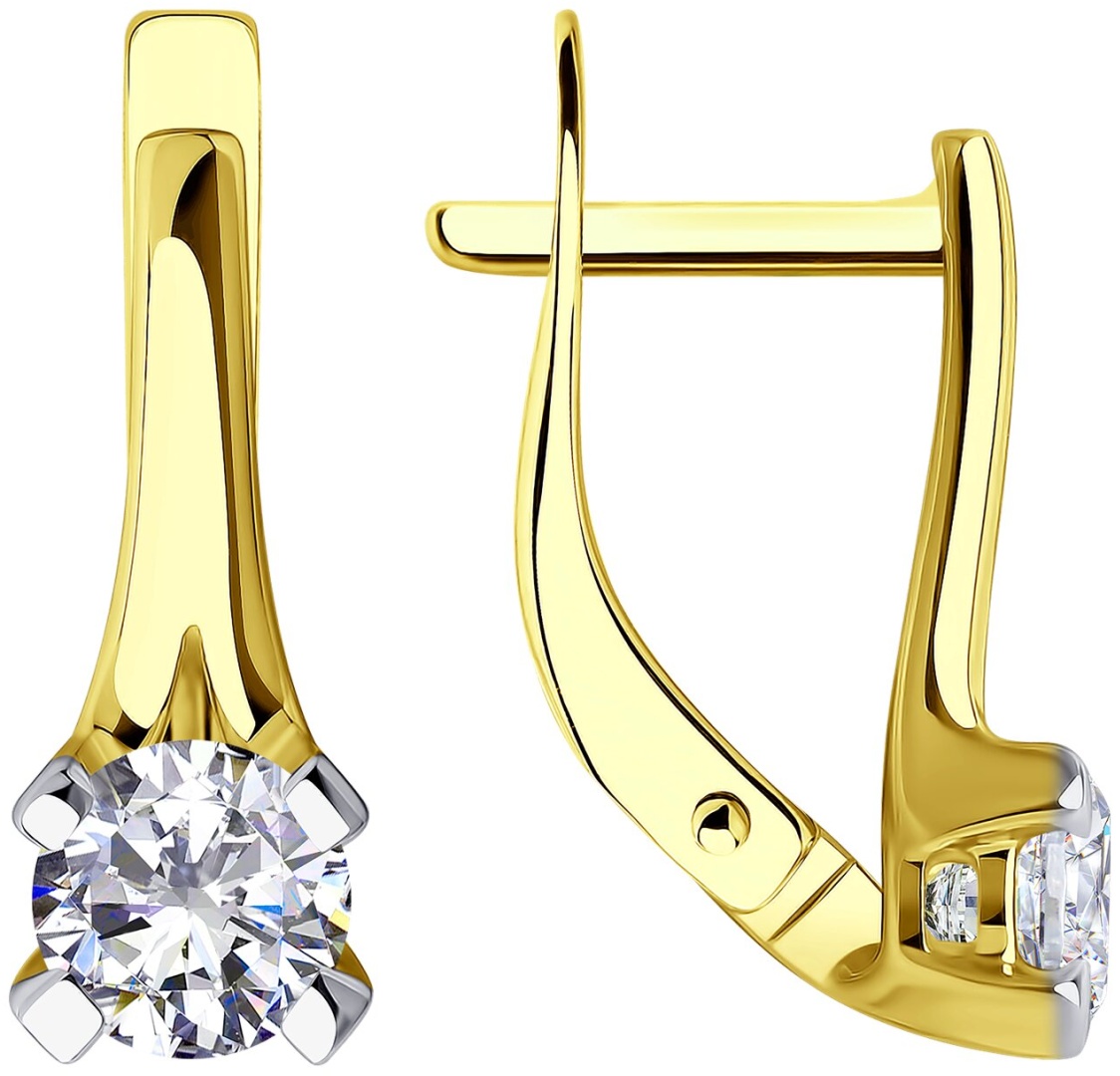 Серьги Diamant 53-120-00896-1 вес 2.33 г золото, фианит