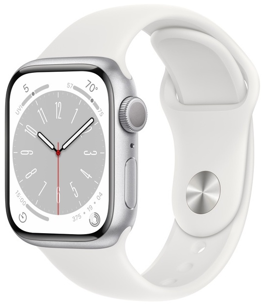Купить Смарт-часы Apple Watch Series 8 45 мм Aluminum серебристый-белый ...