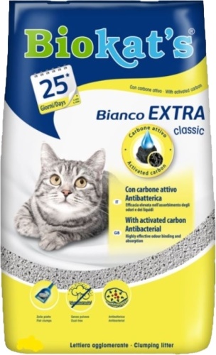 Biokat's Bianco Extra Classic бентонитовый комкующийся 10 л