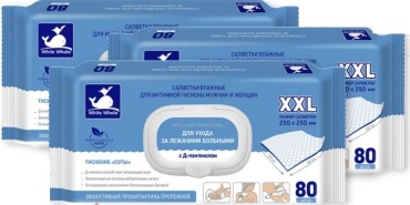 Влажные салфетки для лежачих больных White Whale 3x80 шт