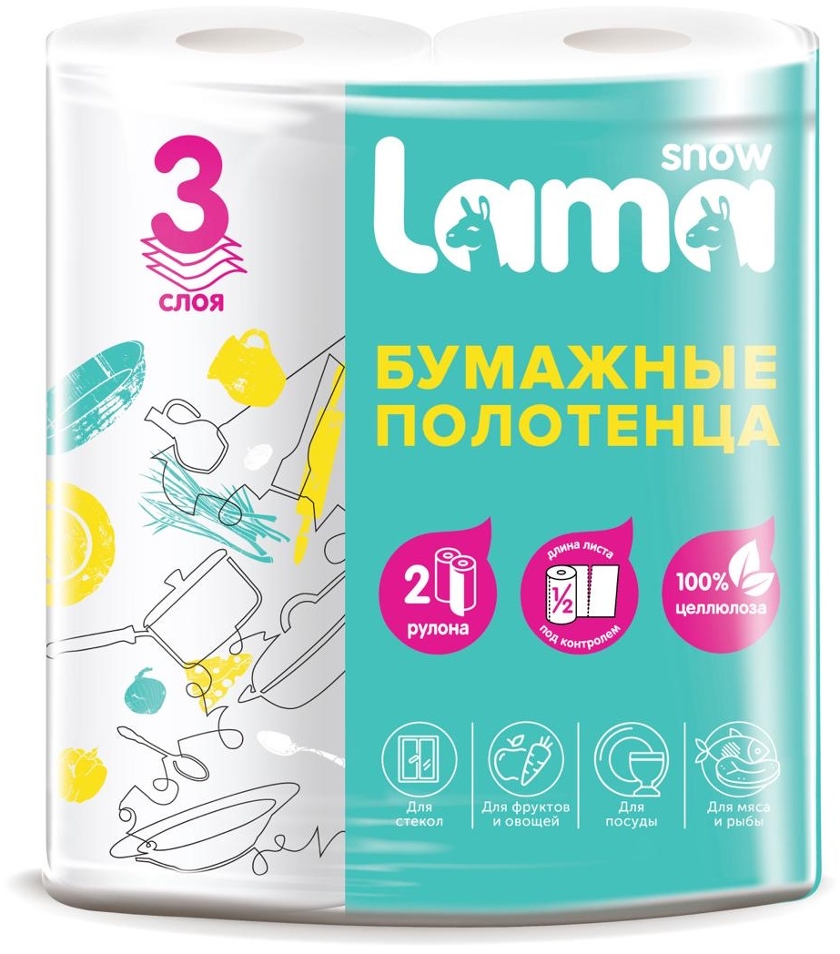 Бумажные полотенца SNOW LAMA Snow Lama 3сл 2 рул белые 2 шт