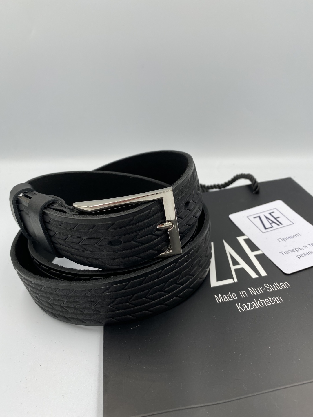 Ремень ZAF Leather натуральная кожа 120 см черный