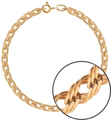 Raia Gold 0704 длина 19 см, вес 2.84 г золото, плетение тройной ромб