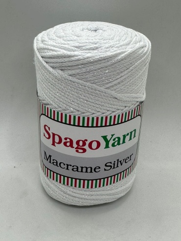 Моток Spagoyarn Macrame Silver Белый 225 м 250 г