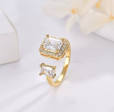 Кольцо NS_Collections размер 19 нержавеющая сталь, титан, стекло, цирконий