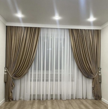 Комплект Kerbez Home Design 500x260 см 3 шт, бархат, вельвет, бежевый, коричневый